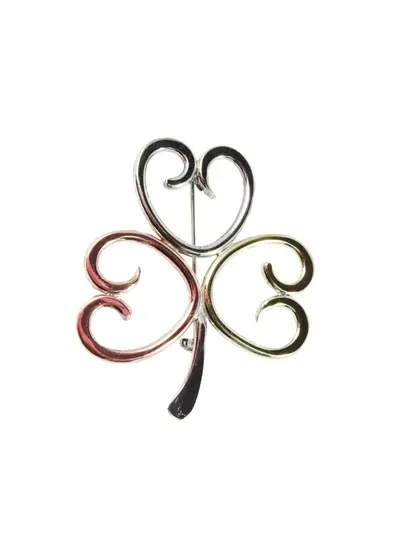 Tri Color Shamrock Brooch